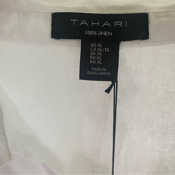 TAHARI NWT Luxe 100% Linen Side-Button Tunic – Size XL - Picture 9 of 9
